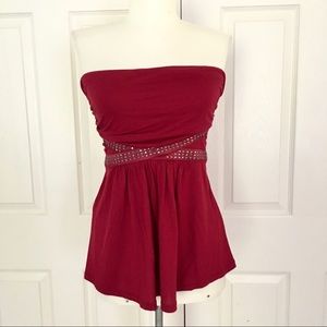 EXPRESS • Red Strapless Top with Studs